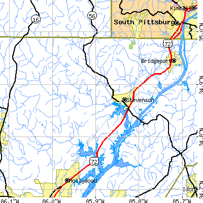 Zip code 35772 close-up map