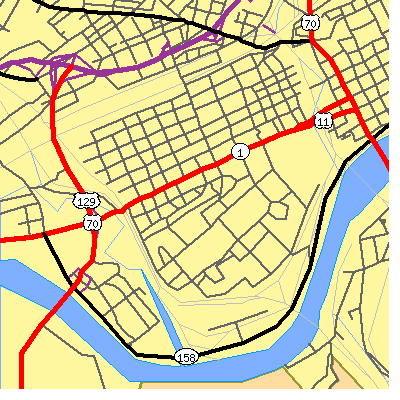 Zip code 37916 close-up map