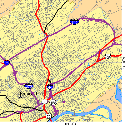 Zip code 37917 close-up map