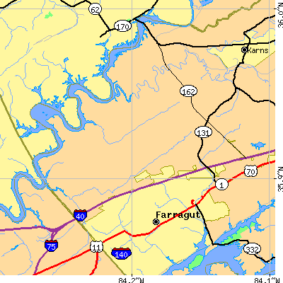 Zip code 37932 close-up map
