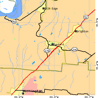 Zip code 38004 close-up map