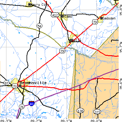 Zip code 38006 close-up map