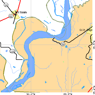 Zip code 38023 close-up map