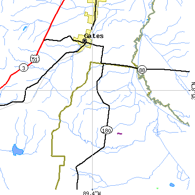 Zip code 38037 close-up map