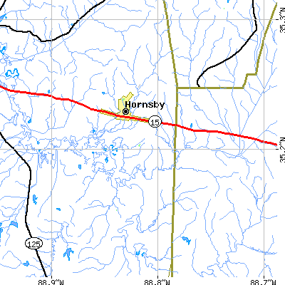 Zip code 38044 close-up map