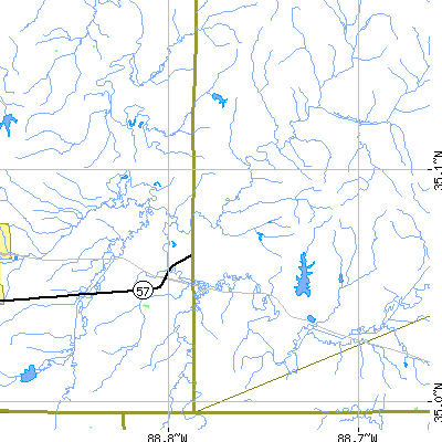 Zip code 38061 close-up map