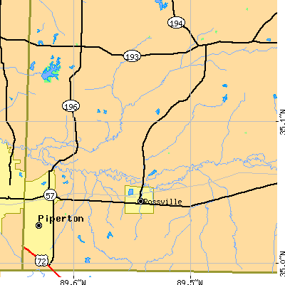 Zip code 38066 close-up map