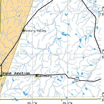 Zip code 38067 close-up map