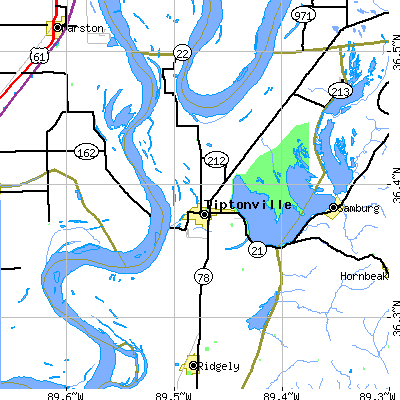 Zip code 38079 close-up map