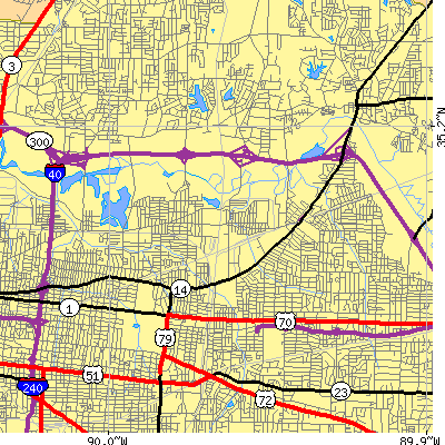 Zip code 38108 close-up map