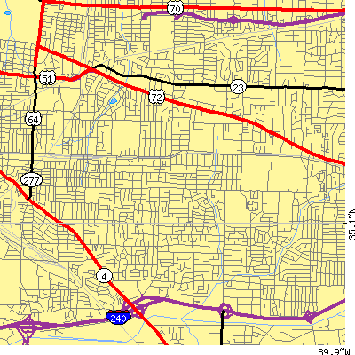 Zip code 38111 close-up map