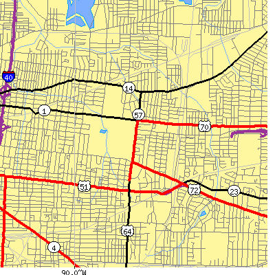 Zip code 38112 close-up map