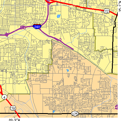 Zip code 38115 close-up map