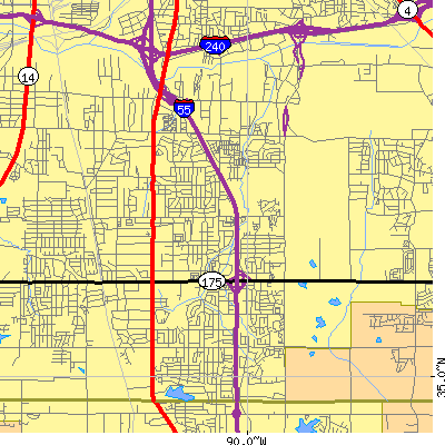 Zip code 38116 close-up map