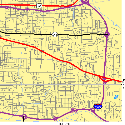 Zip code 38117 close-up map