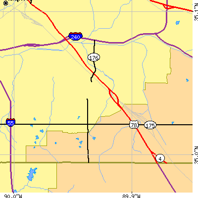 Zip code 38118 close-up map
