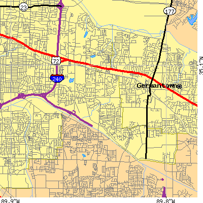 Zip code 38119 close-up map