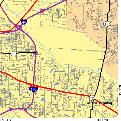 Zip code 38120 close-up map