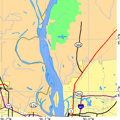 Zip code 38127 close-up map
