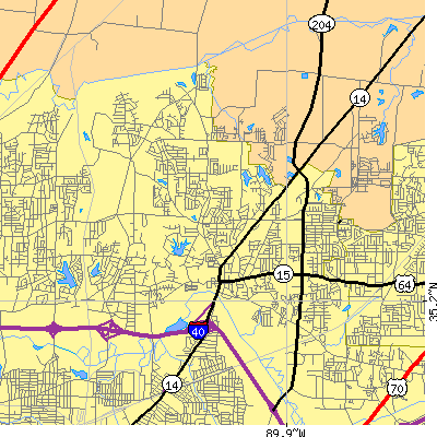 Zip code 38128 close-up map