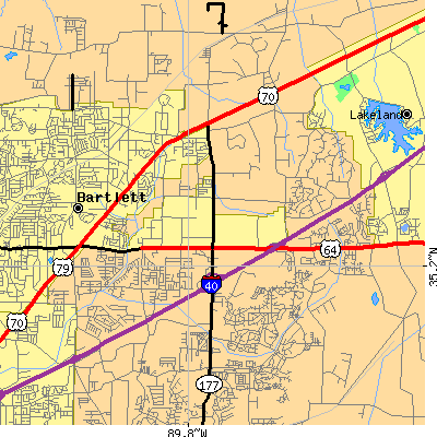 Zip code 38133 close-up map