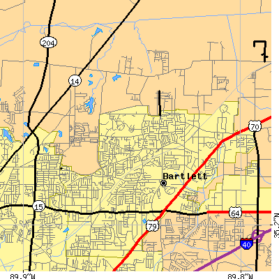Zip code 38135 close-up map