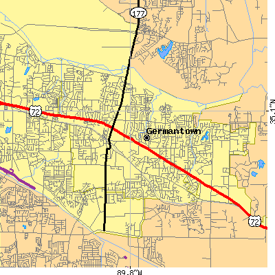 Zip code 38138 close-up map