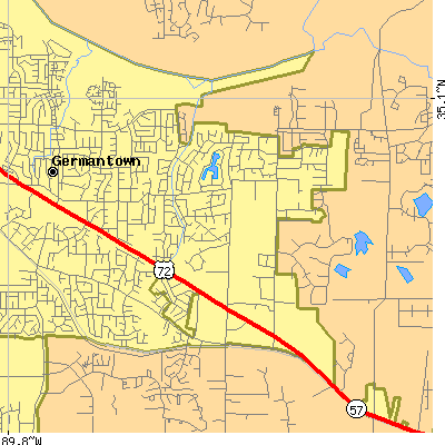Zip code 38139 close-up map