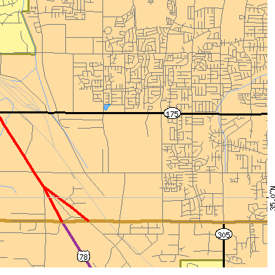 Zip code 38141 close-up map