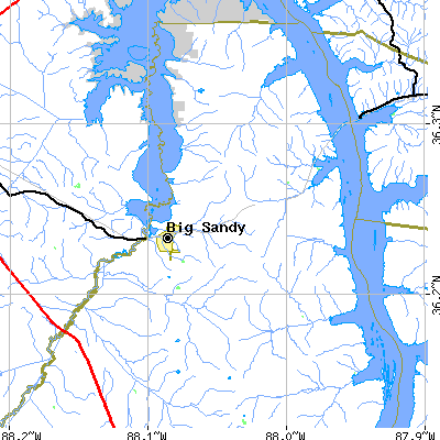 Zip code 38221 close-up map