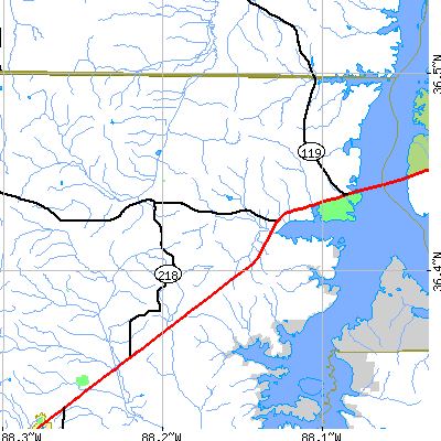 Zip code 38222 close-up map