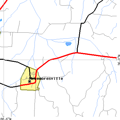 Zip code 38235 close-up map