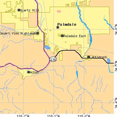 Zip code 93550 close-up map