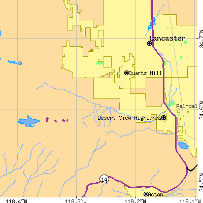 Zip code 93551 close-up map