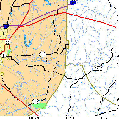 Zip code 38313 close-up map