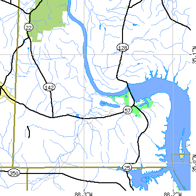 Zip code 38326 close-up map