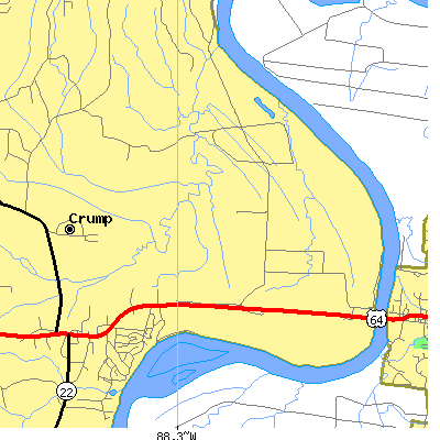 Zip code 38327 close-up map