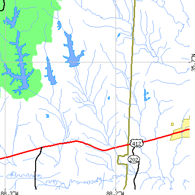 Zip code 38328 close-up map