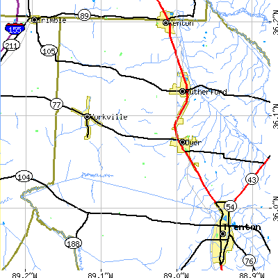 Zip code 38330 close-up map