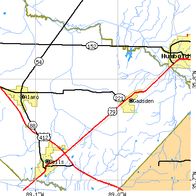 Zip code 38337 close-up map
