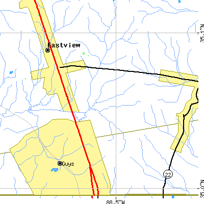 Zip code 38339 close-up map