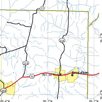 Zip code 38342 close-up map