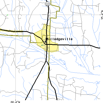 Zip code 38359 close-up map