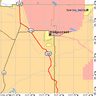 Zip code 93555 close-up map