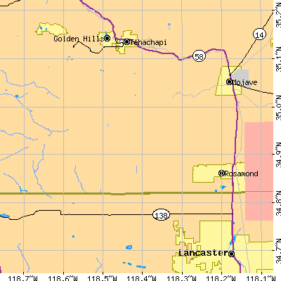 Zip code 93560 close-up map