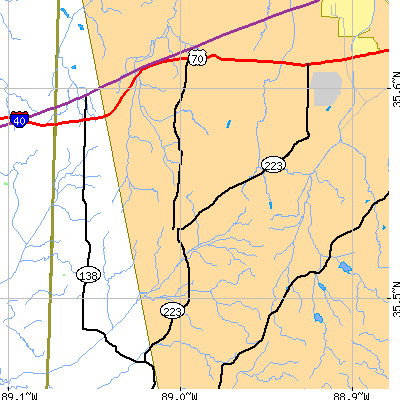 Zip code 38391 close-up map