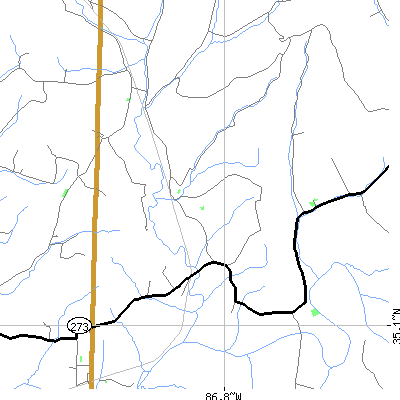 Zip code 38453 close-up map