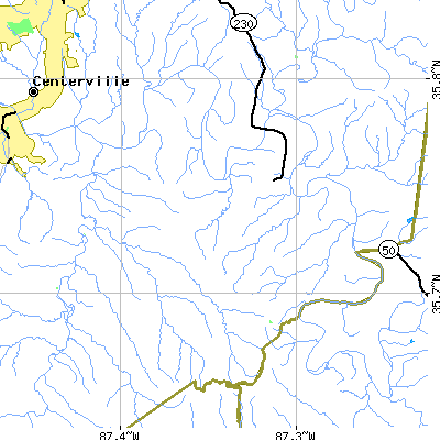 Zip code 38454 close-up map