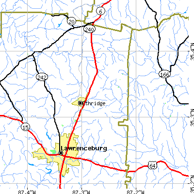 Zip code 38456 close-up map