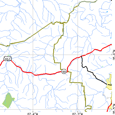 Zip code 38461 close-up map